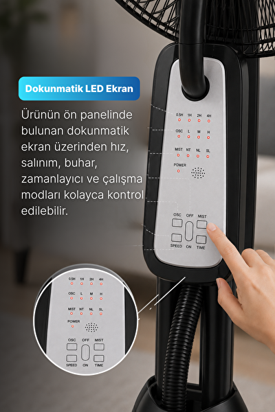 Reyo Alaz 90W Bakır Motor Kumandalı Buharlı Vantilatör