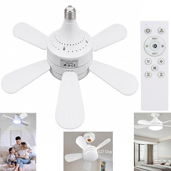Electroon Kumandalı 3 Hız Kademeli E27 Duy 2000 Lümen 3 Renk Işıklı Ledli Tavan Fan Vantilatör