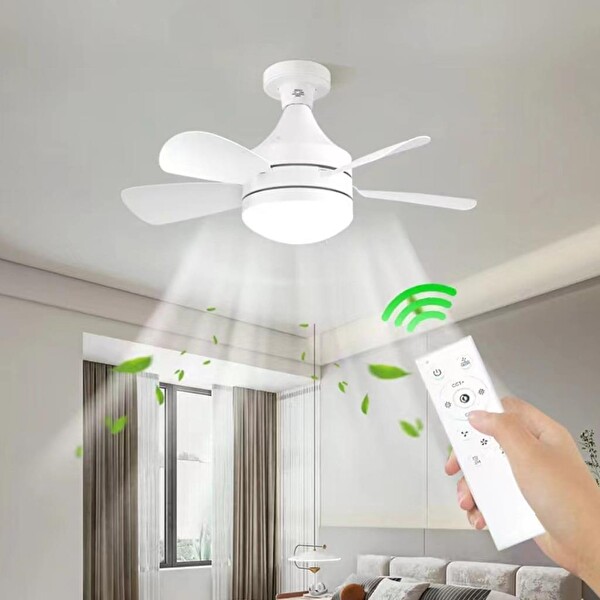 Electroon Kumandalı 3 Hız Kademeli E27 Duy 2000 Lümen 3 Renk Işıklı Ledli Tavan Fan Vantilatör