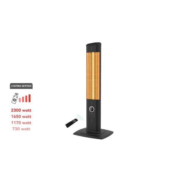 Icqn Craft Serisi IC2300 Suya-Toza Dayanıklı 2300 W Siyah Uzaktan Kumandalı İç-Dış Mekan Isıtıcı