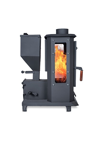 Etinova Ember İF-09 Odun ve Pelet Yakan Fırınsız Şömine Tipi Soba 3 Camlı Sekizgen