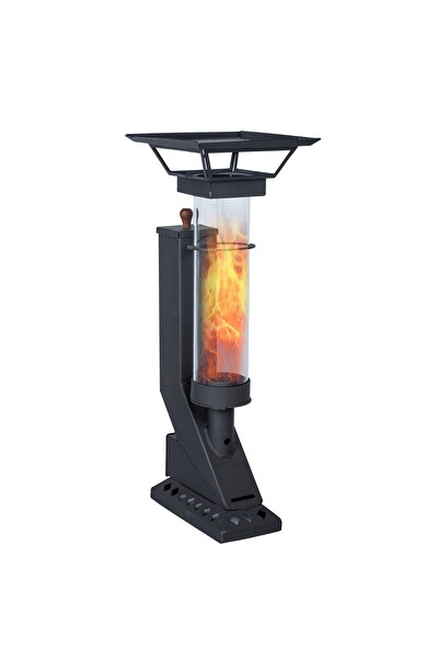 Etinova Compact IF-17 Camlı Alev Lambası Dış Mekan Pelet Soba - Siyah