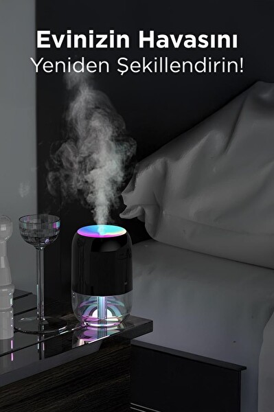Torima H6 Pembe 200 ML Ultrasonik Renkli Hava Nemlendirici Buhar Makinesi ve Aroma Difüzörü