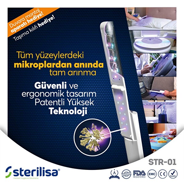 Sterilisa Darbeli UVC Sterilizasyon ve Dezenfeksiyon Cihazı Pro Taşınabilir UV Dezenfektan