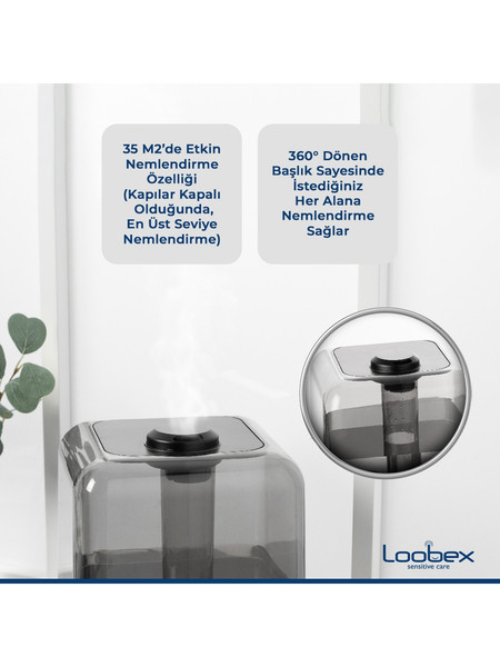 Loobex ME-A205B Siyah Hava Nemlendirici Buhar Makinesi