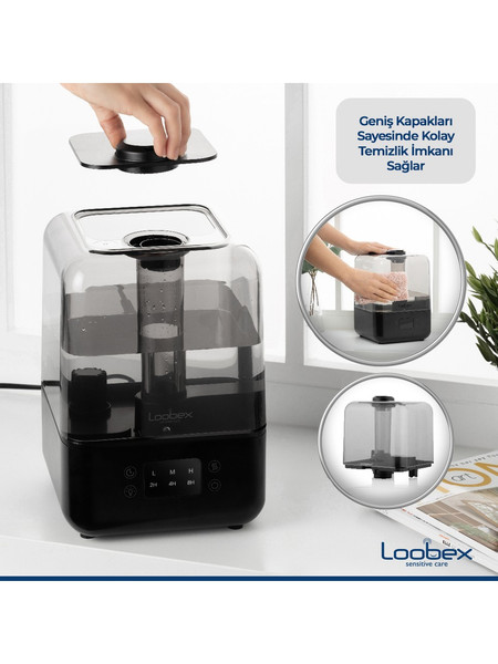 Loobex ME-A205B Siyah Hava Nemlendirici Buhar Makinesi