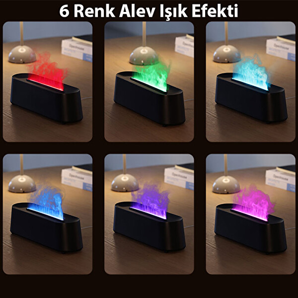 Ezere A3 Ev ve Ofis için Alev Difüzörü ve Ultrasonik Hava Nemlendici Siyah