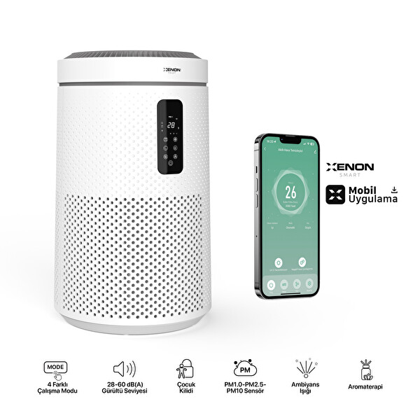Xenon Smart Akıllı Hava Temizleyici Mobil Uygulamalı Gece Lambalı HEPA 13 Filtreli Sessiz Hava Temizleme Cihazı X7421