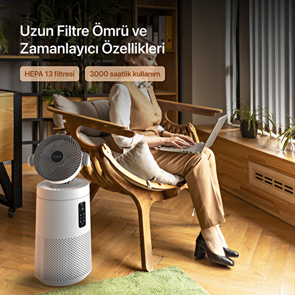 Xenon Smart Akıllı Air Purifier Fanlı Hava Temizleyici Hepa 13 Filtreli Sessiz Hava Temizleme Cihazı X7422