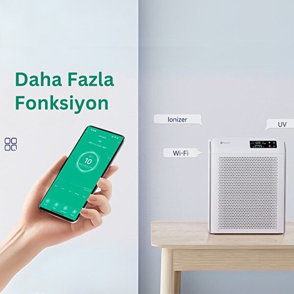 Purmed Pure Flat İyonizer UV Wi-Fi Yedek HEPA Filtre Dahil Hava Temizleme Cihazı