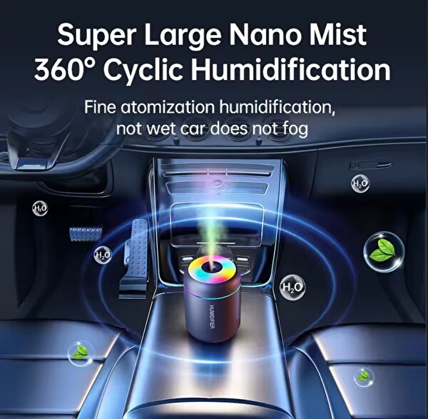 Sge Teknoloji Rgb Siyah 180 ML Usb Ultrasonik Ofis Oda Ve Araba Hava Nemlendirici Buhar Makinesi Aroma Difizörü