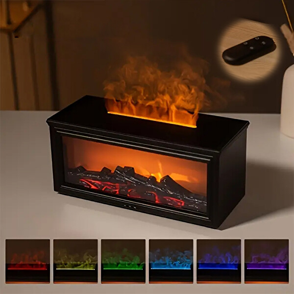 Ezere A4 Şömine Esintili Aromaterapi Difüzörü Ultrasonik Hava Nemlendici Siyah