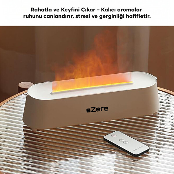 Ezere A3 Ev ve Ofis için Alev Difüzörü ve Ultrasonik Hava Nemlendirici Beyaz
