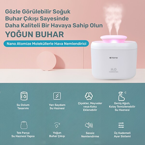 NPO iHome14 RGB Renkli 3300 ML Aromaterapi Difüzör Ultrasonik Hava Nemlendirici Buhar Makinesi