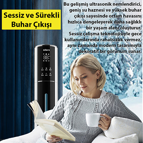 Ezere AquaPure MNS-A09 Ultrasonik Hava Nemlendirici Beyaz