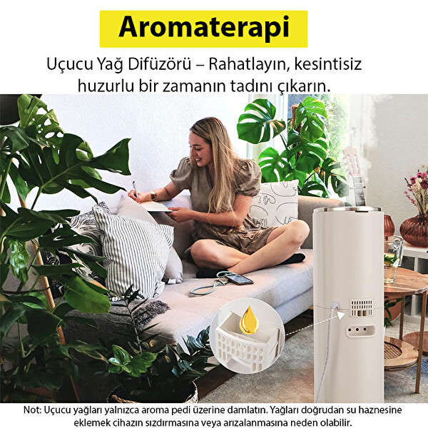 Ezere AquaPure MNS-A09 Ultrasonik Hava Nemlendirici Beyaz