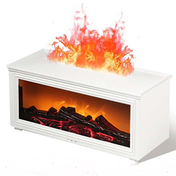 Ezere A4 Şömine Esintili Aromaterapi Difüzörü Ultrasonik Hava Nemlendici Beyaz