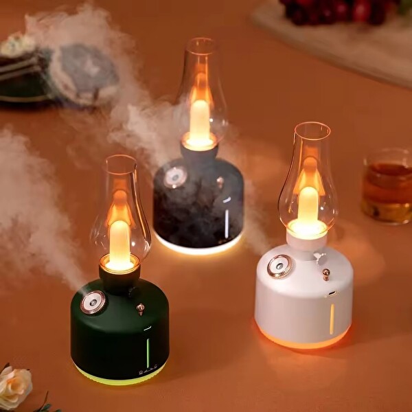 Çeşithane Vintage Lamba Aroma Difüzör 280 ML Ultrasonik Nemlendirici LED Işıklı Type-C