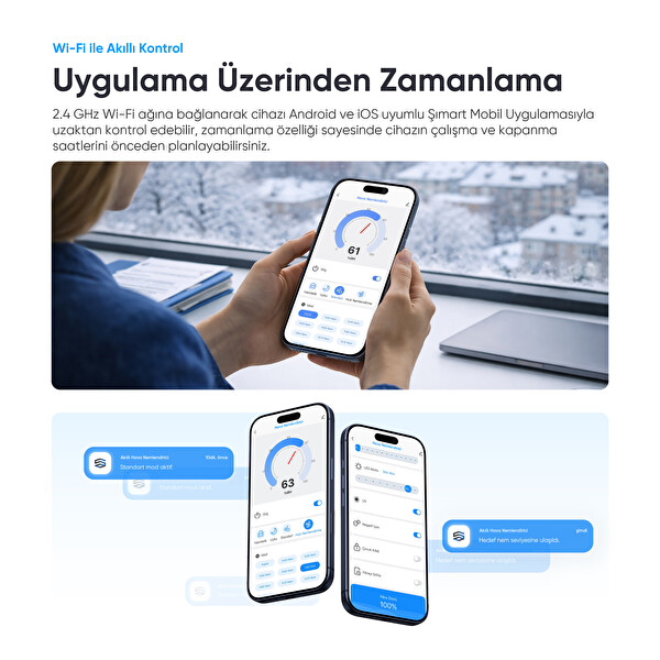 Şımart SM-HUM Wi-Fi Kontrollü 5 L Su Hazneli Akıllı Hava Nemlendirici