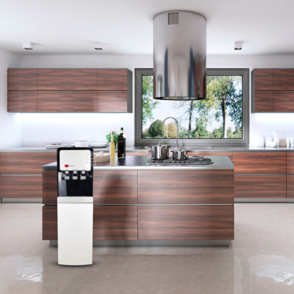 İdeal Mağaza BG-90 Sıcak Soğuk Ilık 3 Musluklu Tam Boy Arıtmalı Su Sebili Siyah Beyaz