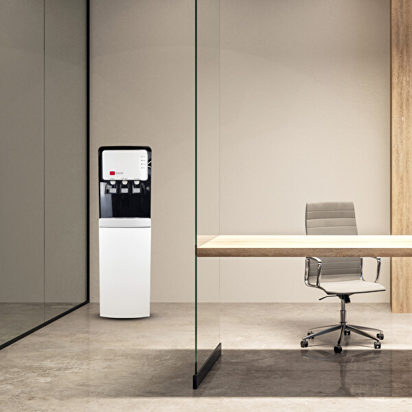 İdeal Mağaza BG-90 Sıcak Soğuk Ilık 3 Musluklu Tam Boy Arıtmalı Su Sebili Siyah Beyaz