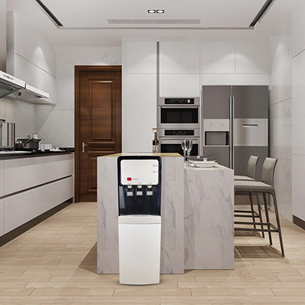 İdeal Mağaza BG-90 Sıcak Soğuk Ilık 3 Musluklu Arıtmalı Su Sebili Beyaz Siyah