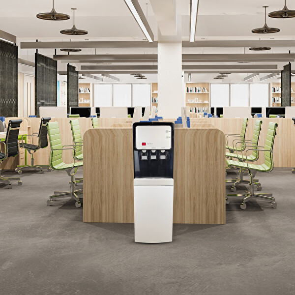 İdeal Mağaza BG-90 Sıcak Soğuk Ilık 3 Musluklu Arıtmalı Su Sebili Beyaz Siyah