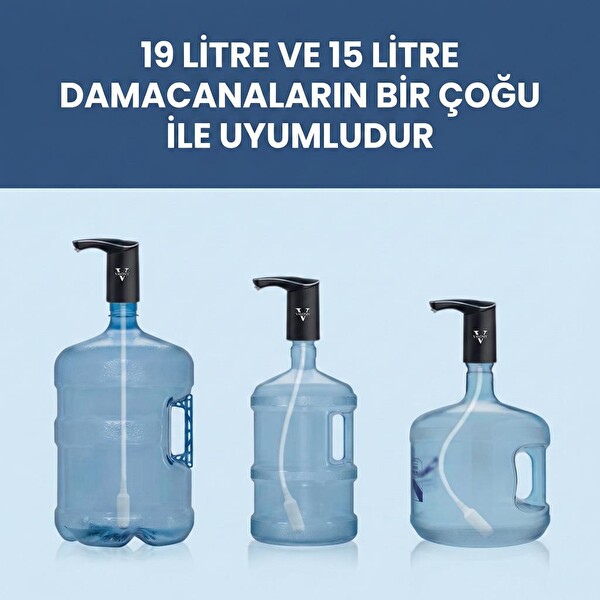 Vayomy SilentPro Sessiz Şarjlı Otomatik Damacana Su Pompası - Dalgıç Motorlu Yüksek Hızlı Dolum Çocuk Kilitli BPA Free
