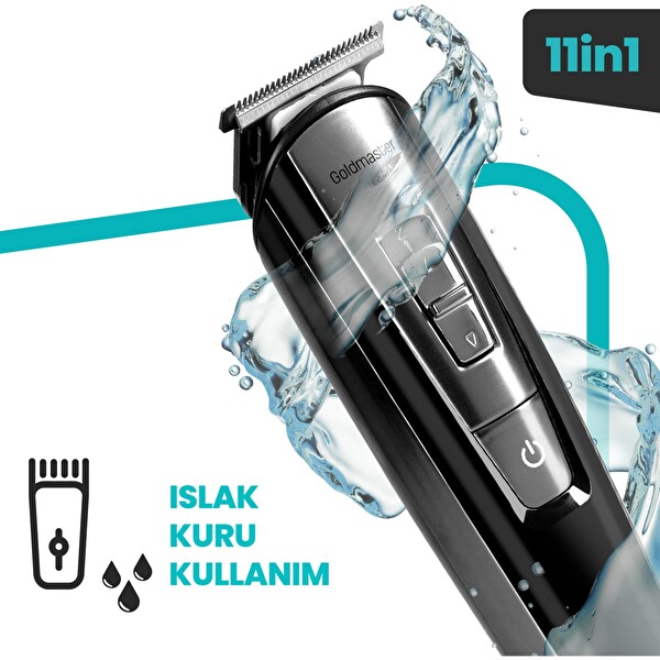 Goldmaster Tetra 11in1 Islak Kuru Hızlı Şarj Çelik Bıçaklı Taşıma Kılıflı Erkek Bakım Seti