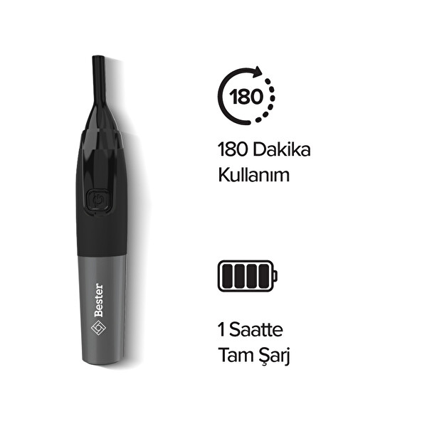 Bester NE8003 Işıklı Şarj Edilebilir Kulak Burun Tüy Kesme Makinesi