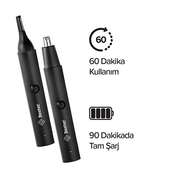 Bester NE5891 Şarj Edilebilir Su Geçirmez Kulak Burun Tüy Makinesi