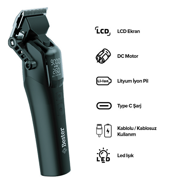 Bester HC9553 Profesyonel Lityum ION Saç Kesme Makinesi