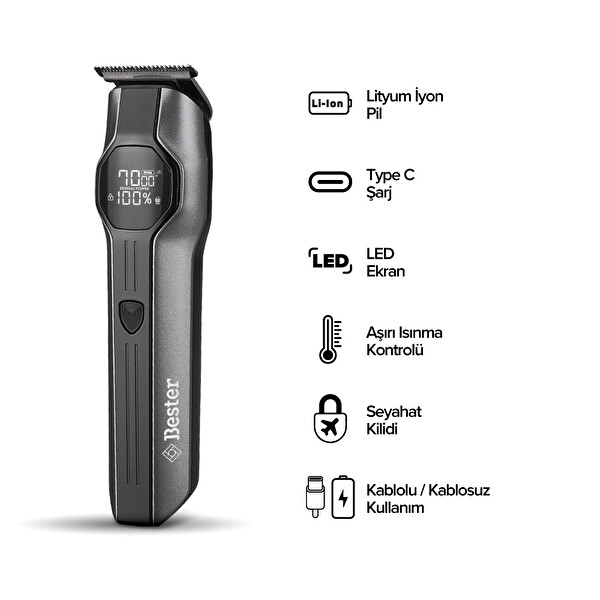 Bester GK8240 14'ü 1 Arada Su Geçirmez Erkek Bakım Seti