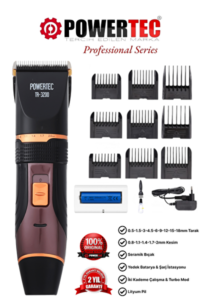 Powertec TR-3200 Profesyonel Kablosuz Tıraş Makinesi