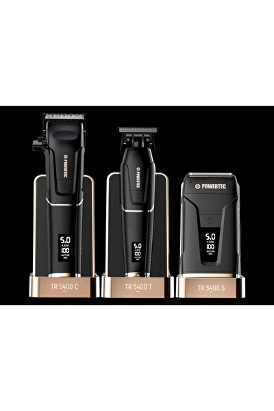 Powertec TR-5400 Saç-Sakal Günlük Tıraş Ense Çizim Profesyonel Berber Tıraş Makinesi 3'lü Set