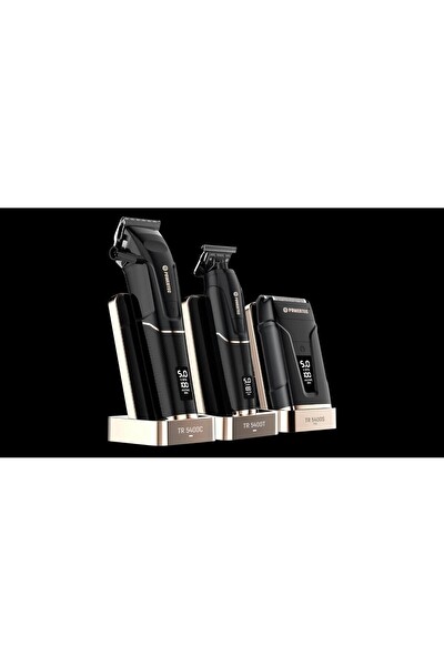 Powertec TR-5400 Saç-Sakal Günlük Tıraş Ense Çizim Profesyonel Berber Tıraş Makinesi 3'lü Set