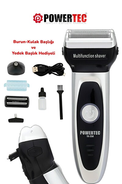 Powertec TR-250 Günlük Sakal Tıraş Makinesi - Kulak-Burun Başlığı