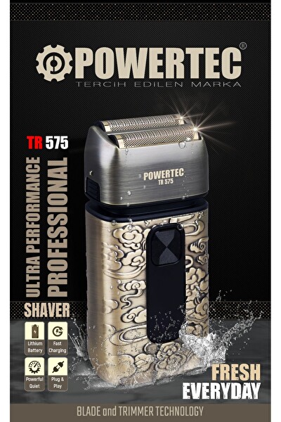 Powertec TR-575 Profesyonel Günlük Sakal Tıraş Makinesi (Çift Elek Başlıklı ve Yedek Başlık)