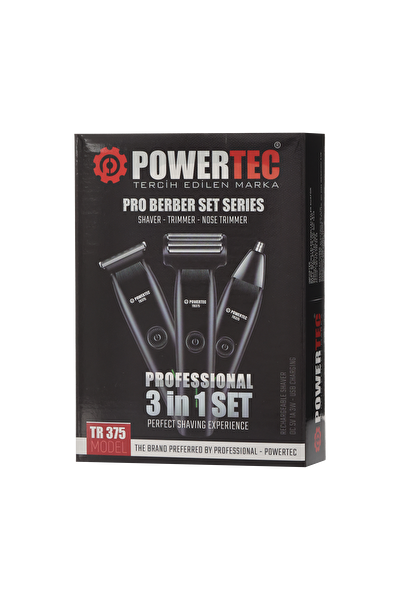 Powertec TR-375 3'ü 1 Arada Günlük Erkek Tıraş Bakım Seti (3 Başlıklı ve Ek Başlık)
