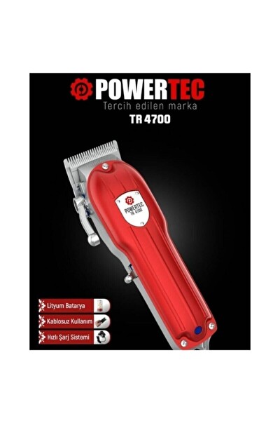 Powertec TR-4700 Saç Sakal Kesme Profesyonel Tıraş Makinesi - Kırmızı