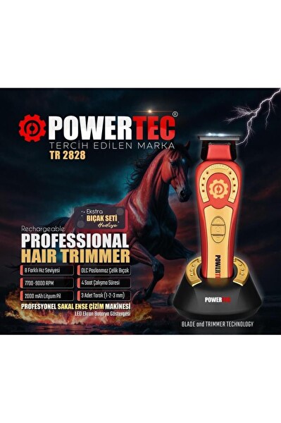 Powertec TR-2828 Tam Profesyonel 9.000 RPM 8 Kademeli Sakal Ense Kesim-Çizim Makinesi Yedek DLC Bıçak Seti