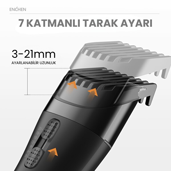 Enchen Boost 2 Taşınabilir Şarjlı Saç Kesim Makinesi-Siyah