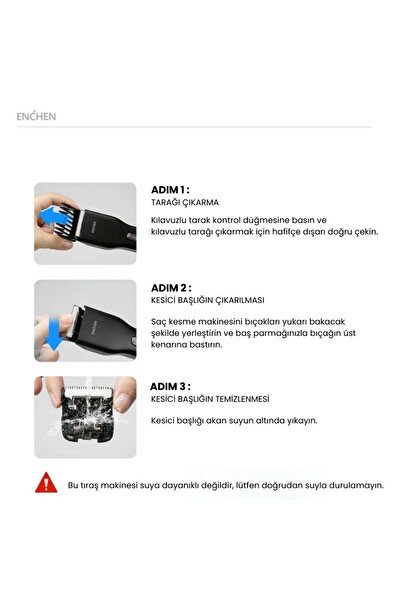 Enchen Boost Siyah Taşınabilir Şarjlı Saç Kesim Makinesi