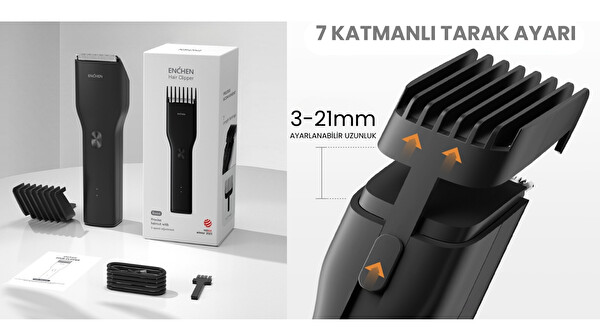 Enchen Boost Siyah Taşınabilir Şarjlı Saç Kesim Makinesi