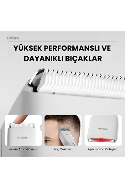 Enchen Boost Beyaz Taşınabilir Şarjlı Saç Kesim Makinesi
