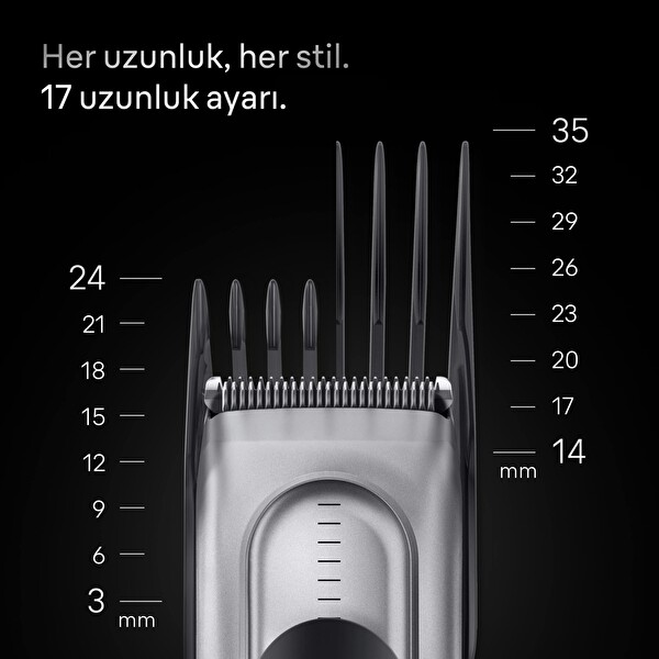 Braun Series 7 HC7590 +5 Aksesuar Ömür Boyu Keskin Bıçak 17 Uzunluk Saç Kesme Makinesi