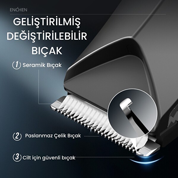 Enchen Spark 2 Led Işıklı Şarjlı Çok Fonksiyonlu Saç ve Tıraş Makinesi