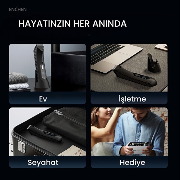 Enchen Spark 2 Led Işıklı Şarjlı Çok Fonksiyonlu Saç ve Tıraş Makinesi