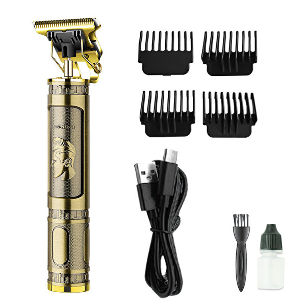Evimdeyokyok PS-033 Çelik Kasa Profesyonel T-bıçak Saç Sakal Ense Ve Çizim Tıraş Makinesi