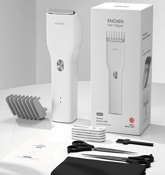 Enchen Boost Beyaz Taşınabilir Şarjlı Saç Kesim Seti